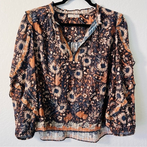 ULLA JOHNSON Manet Floral Blouse Size 4 - Picture 4 of 12
